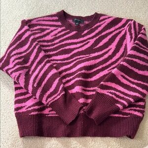 Pink and Burgundy Zebra Print Sweater